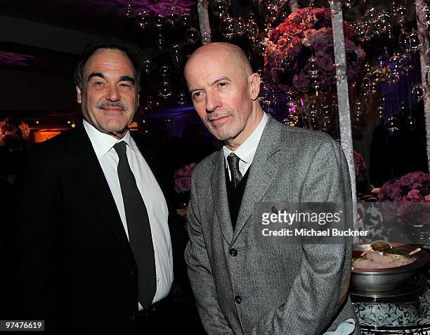 Director Oliver Stone and director Jacques Audiard attend the 82nd Annual Academy Awards Foreign Language Film Award Directors Reception at the...