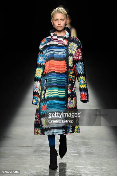 Model walks the runway at the Polimoda show during the Pitti Uomo 94 on June 12, 2018 in Florence, Italy.