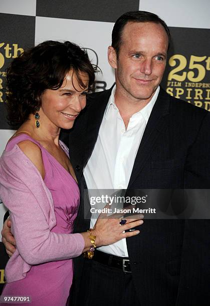 Actors Jennifer Grey and Clark Gregg arrives at the 25th Film Independent's Spirit Awards held at Nokia Event Deck at L.A. Live on March 5, 2010 in...
