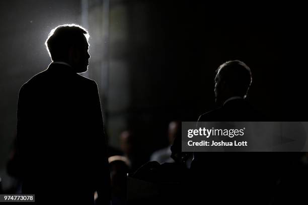 Chicago Mayor Rahm Emanuel, right, talks about constructing a high speed transit tunnel with engineer and tech entrepreneur Elon Musk of The Boring...