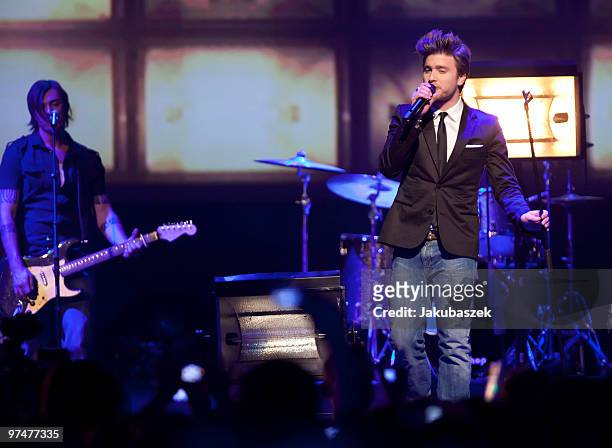 Swiss pop singer Baschi performs live at ''The Dome 53'' concert event at the Velodrom on March 5, 2010 in Berlin, Germany.