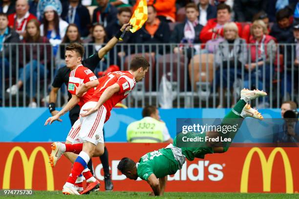 Abdullah Otayf of Saudi Arabia in action during the 2018 FIFA World Cup Russia group A match between Russia and Saudi Arabia at Luzhniki Stadium on...