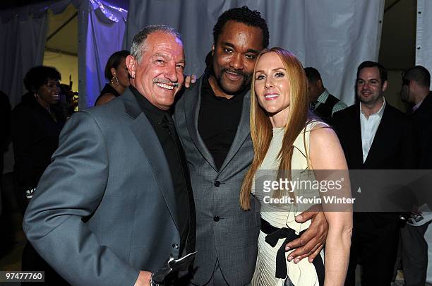 Producer Gary Magness, Director Lee Daniels and producer Sarah Siegel-Magness backstage at the 25th Film Independent's Spirit Awards held at Nokia...