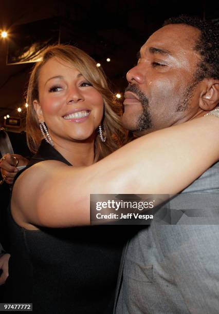Singer/Actress Mariah Carey and Director Lee Daniels backstage at the 25th Film Independent Spirit Awards held at Nokia Theatre L.A. Live on March 5,...