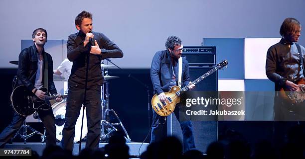 Singer Beukes Willemse of the British rock band Livingston performs live during the ''The Dome 53'' concert event at the Velodrom on March 5, 2010 in...