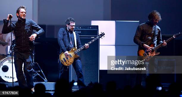 Singer Beukes Willemse of the British rock band Livingston performs live during the ''The Dome 53'' concert event at the Velodrom on March 5, 2010 in...
