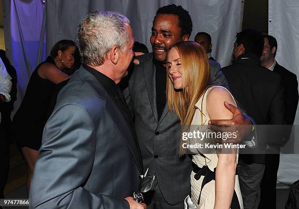 Producer Gary Magness, Director Lee Daniels and producer Sarah Siegel-Magness backstage at the 25th Film Independent's Spirit Awards held at Nokia...