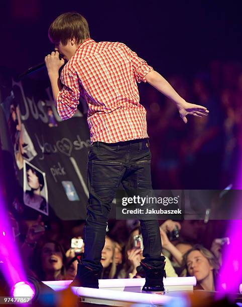 Canadian singer Justin Bieber performs live at ''The Dome 53'' concert event at the Velodrom on March 5, 2010 in Berlin, Germany.