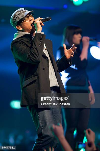 Singer Xavier Naidoo performs live at ''The Dome 53'' concert event at the Velodrom on March 5, 2010 in Berlin, Germany.