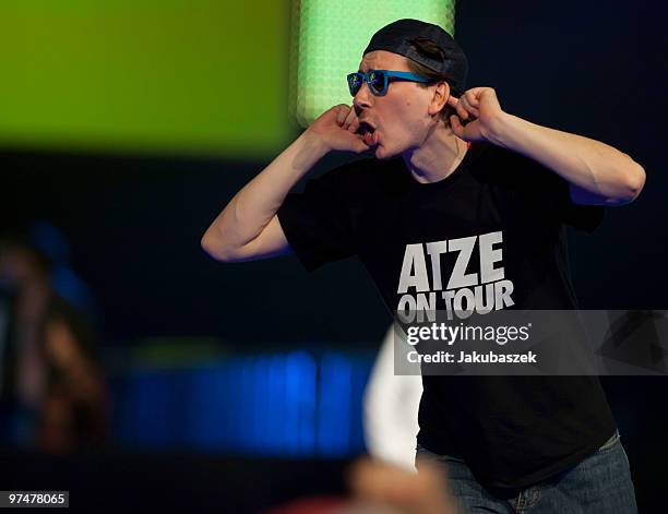 The dance act Die Atzen perform live during the ''The Dome 53'' concert event at the Velodrom on March 5, 2010 in Berlin, Germany.