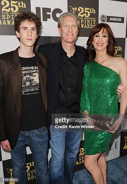Overture Films' Chris McGurk , wife Jamie McGurk and guest arrive at the 25th Film Independent's Spirit Awards held at Nokia Event Deck at L.A. Live...