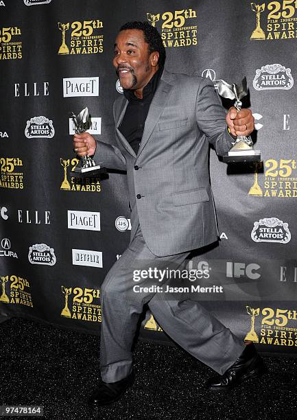 Director Lee Daniels, winner Best Feature and Best Director for 'Precious,' poses in the press room at the 25th Film Independent's Spirit Awards held...