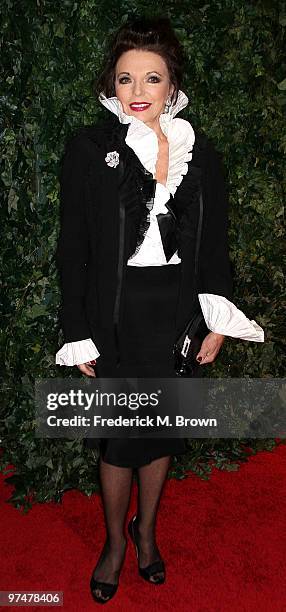 Actress Joan Collins attends the QVC Red Carpet Style event at the Four Seasons Hotel on March 5, 2010 in Beverly Hills, California.