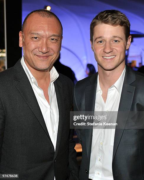 Creative Director of ELLE Magazine Joe Zee and actor Ben McKenzie attend the ELLE Green Room at the 25th Film Independent Spirit Awards held at Nokia...