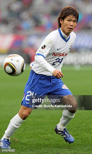 Takashi Kanai of Yokohama F. Marinos competes during the J.League match between FC Tokyo and Yokohama F. Marinos at Ajinomoto Stadium on March 6,...