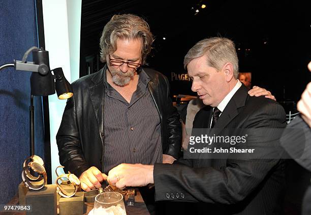 Actor Jeff Bridges and President of Piaget North America Larry Boland in the Piaget Lounge at the 25th Film Independent Spirit Awards held at Nokia...