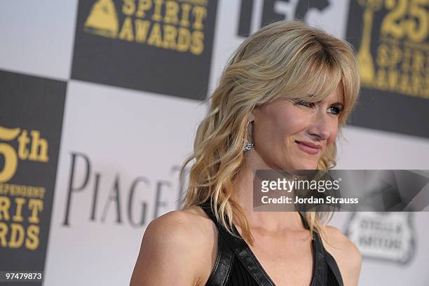 Actress Laura Dern wearing Piaget arrives at the 25th Film Independent Spirit Awards sponsored by Piaget held at Nokia Theatre L.A. Live on March 5,...