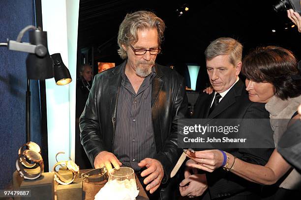 Actor Jeff Bridges and President of Piaget North America Larry Boland in the Piaget Lounge at the 25th Film Independent Spirit Awards held at Nokia...