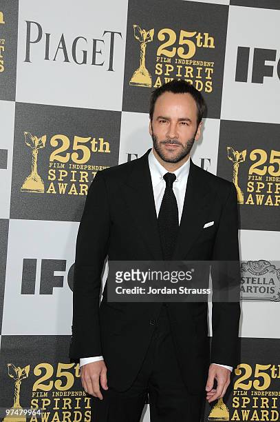 Director/designer Tom Ford arrives at the 25th Film Independent Spirit Awards sponsored by Piaget held at Nokia Theatre L.A. Live on March 5, 2010 in...