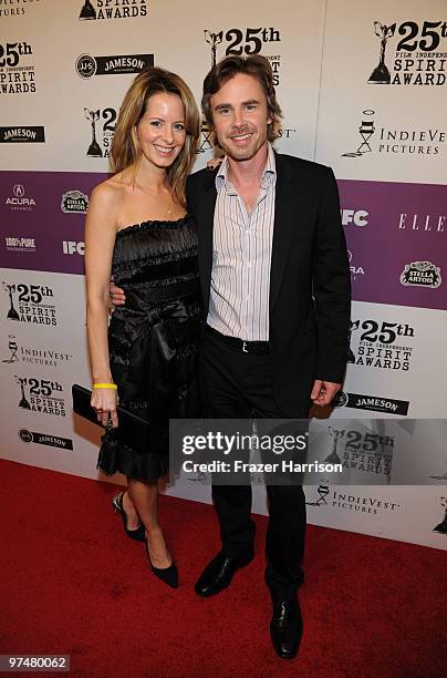 Actors Missy Yager and Sam Trammell attend the 25th Film Independent Spirit Awards after party held at the Nokia Theatre L.A. Live on March 5, 2010...