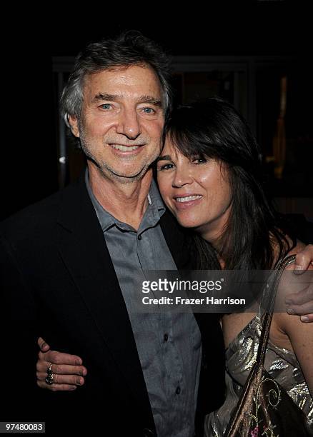 Director Curtis Hanson and producer Rebecca Yeldham attend the 25th Film Independent Spirit Awards after party held at the Nokia Theatre L.A. Live on...