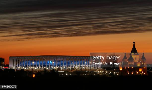 General view of the Nizhny Novgorod stadium ahead of the 2018 FIFA World Cup on June 14, 2018 in Nizhny Novgorod, Russia.