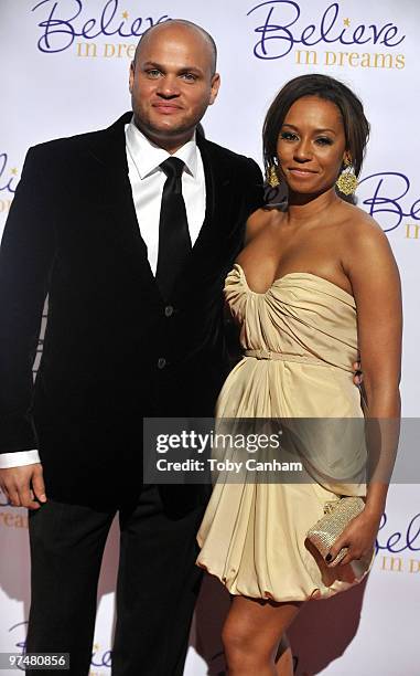 Stephen Belafonte and Mel B pose for a picture at the Ernest Borgnine Pre-Oscar party at Universal Studios Hollywood on March 5, 2010 in Universal...