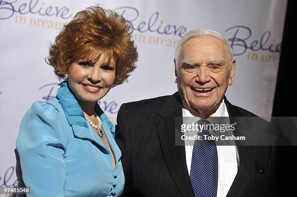 Tova and Ernest Borgnine pose for a picture at the Ernest Borgnine Pre-Oscar party at Universal Studios Hollywood on March 5, 2010 in Universal City,...