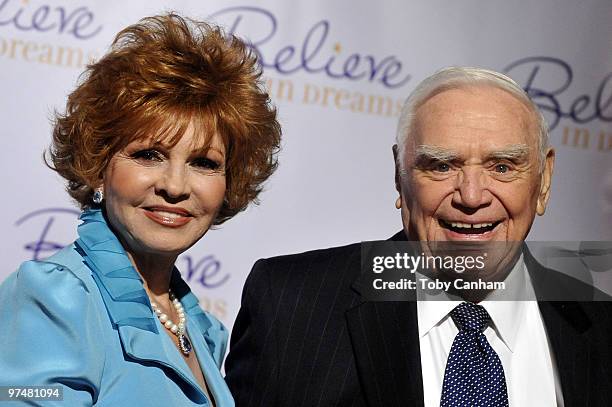 Tova and Ernest Borgnine pose for a picture at the Ernest Borgnine Pre-Oscar party at Universal Studios Hollywood on March 5, 2010 in Universal City,...