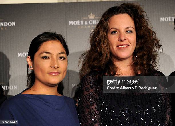 Actress Magaly Solier and director Claudia Llosa attend the press conference for the Oscar nominated film "La Teta Asustada" on March 5, 2010 in Los...