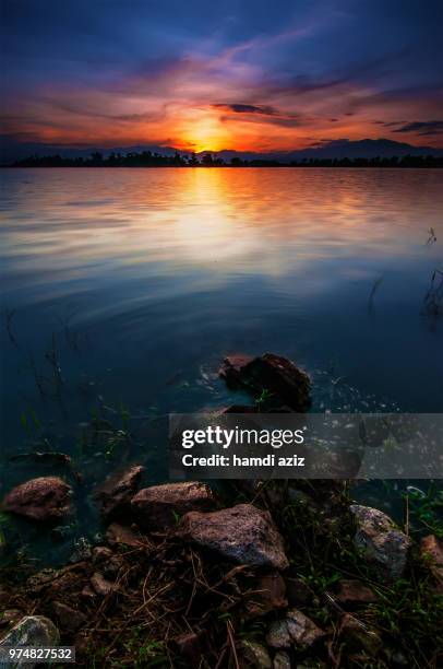 sunset over lake, perak, malaysia - perak state stock pictures, royalty-free photos & images