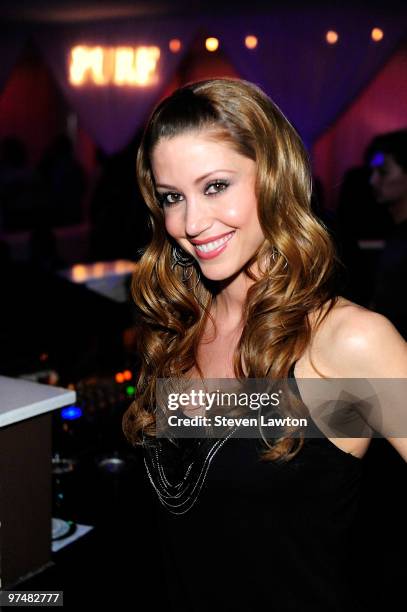 Actress Shannon Elizabeth arrives to host a evening at the Pure Nightclub at Caesars Palace on March 5, 2010 in Las Vegas, Nevada.