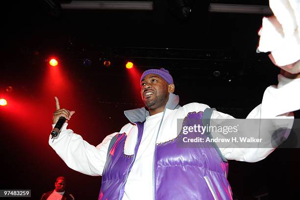 Ghostface Killah of The Wu-Tang Clan performs in HOT 97's Metro PCS 5 Boro Takeover Tour: Wu Massacre at the Nokia Theatre on March 5, 2010 in New...