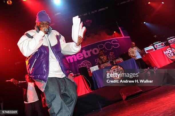 Ghostface Killah of The Wu-Tang Clan performs in HOT 97's Metro PCS 5 Boro Takeover Tour: Wu Massacre at the Nokia Theatre on March 5, 2010 in New...