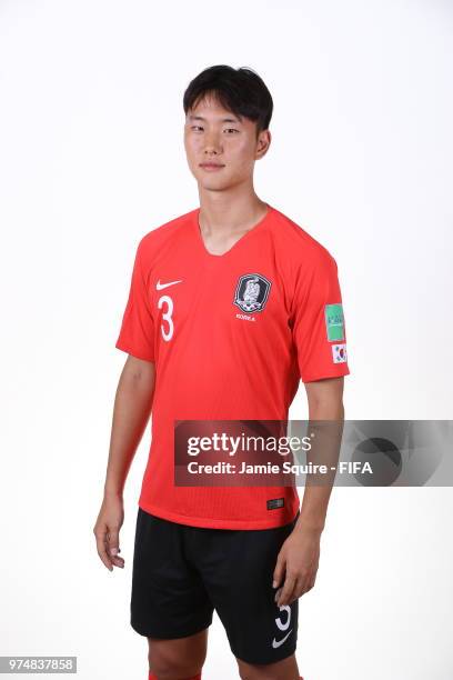 Jung Seung-Hyun of South Korea poses during the official FIFA World Cup 2018 portrait session at on June 14, 2018 in Saint Petersburg, Russia.