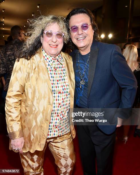 Songwriters Hall of Fame Inductee Allee Willis and Rudy Perez attend the Songwriters Hall of Fame 49th Annual Induction and Awards Dinner at New York...