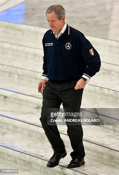 The head of the Italian Civil Protection Guido Bertolaso leaves Aula Paolo VI at the end of the Audience of Pope Benedict XVI to volunteers of the...