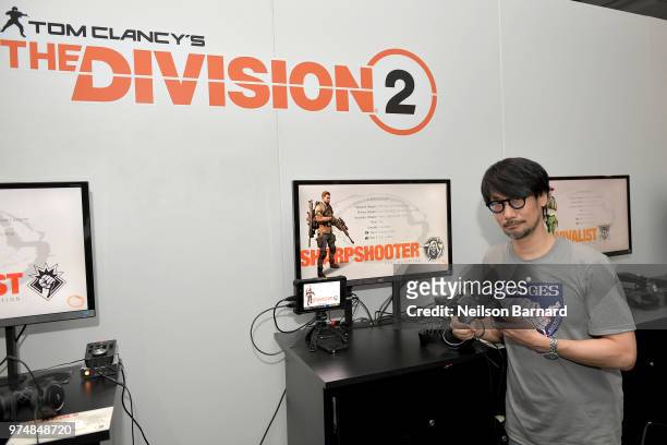 Hideo Kojima playing Tom Clancy's The Division 2 during E3 2018 at Los Angeles Convention Center on June 14, 2018 in Los Angeles, California.