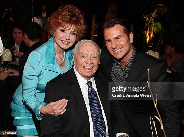 Tova and Ernest Borgnine and Vincent De Paul attend the 'Believe In Dreams' Pre-Oscar party hosted by Chandler Lutz and Ernest Borgnine at Universal...