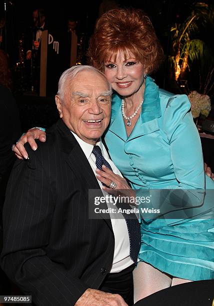 Ernest and Tova Borgnine attend the 'Believe In Dreams' Pre-Oscar party hosted by Chandler Lutz and Ernest Borgnine at Universal Studios on March 5,...