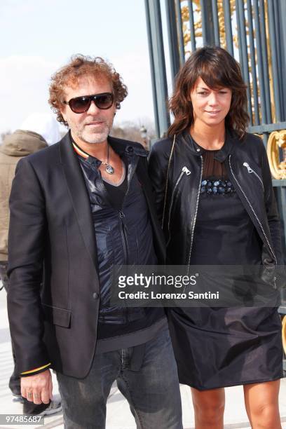 Renzo Rosso and Guest arrive at the Viktor & Rolf Ready to Wear show as part of the Paris Womenswear Fashion Week Fall/Winter 2011 at Espace Ephemere...
