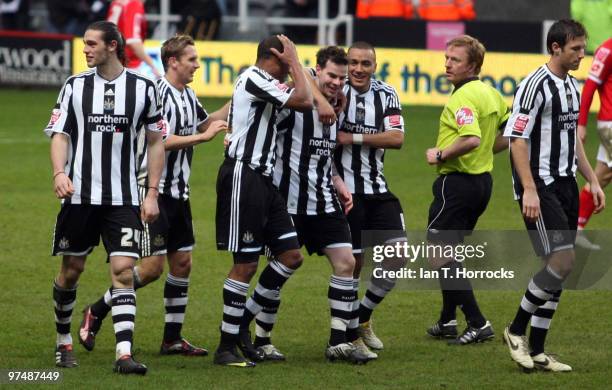 Danny Guthrie of NewcastleUnited after scoring the third goal during the Coca-Cola championship match between Newcastle United and Barnsley at St...