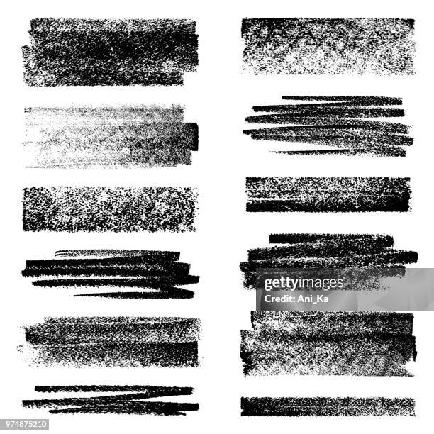 ilustrações de stock, clip art, desenhos animados e ícones de set of chalk strokes - desenho a giz