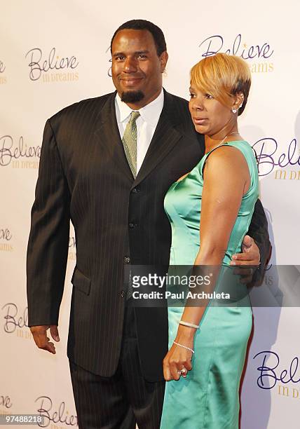 Player Derrick Deese & his wife arrives at The Ernest Borgnine Pre-Oscar Party at Universal Studios Hollywood on March 5, 2010 in Universal City,...