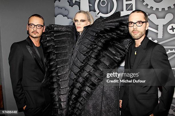 Kristen McMenamy and Viktor & Rolf attends the Viktor & Rolf Ready to Wear show as part of the Paris Womenswear Fashion Week Fall/Winter 2011 at...