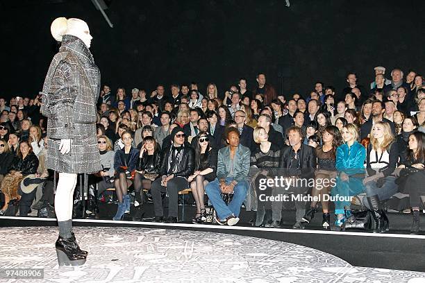 Kristen McMenamy, Viktor & Rolf and a model walk the runway during the Viktor & Rolf Ready to Wear show as part of the Paris Womenswear Fashion Week...