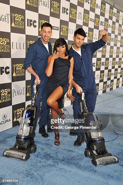 Actress Taraji P. Henson with the LG Electronics Kompressor Vacuum on The 25th Spirit Awards Blue Carpet held at Nokia Theatre L.A. Live on March 5,...