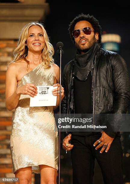 Actress Maria Bello and musician Lenny Kravitz onstage at the 25th Film Independent Spirit Awards held at Nokia Theatre L.A. Live on March 5, 2010 in...