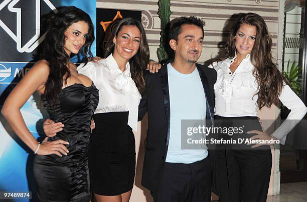 Cristina Del Basso, Melita Toniolo, Nicola Savino and Francesca Fioretti attend 'Colorado' Tv Show Photocall on September 16, 2009 in Milan, Italy.