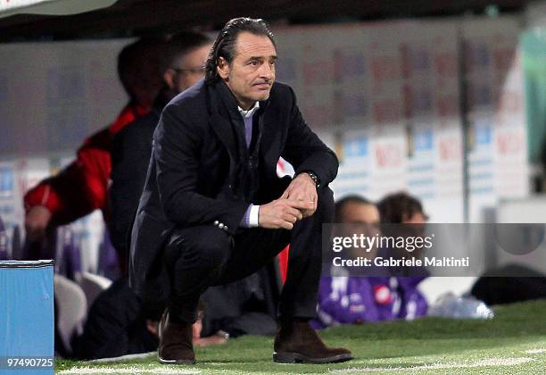 Fiorentina head coach Cesare Prandelli looks on during the Serie A match between ACF Fiorentina and Juventus FC at Stadio Artemio Franchi on March 6,...